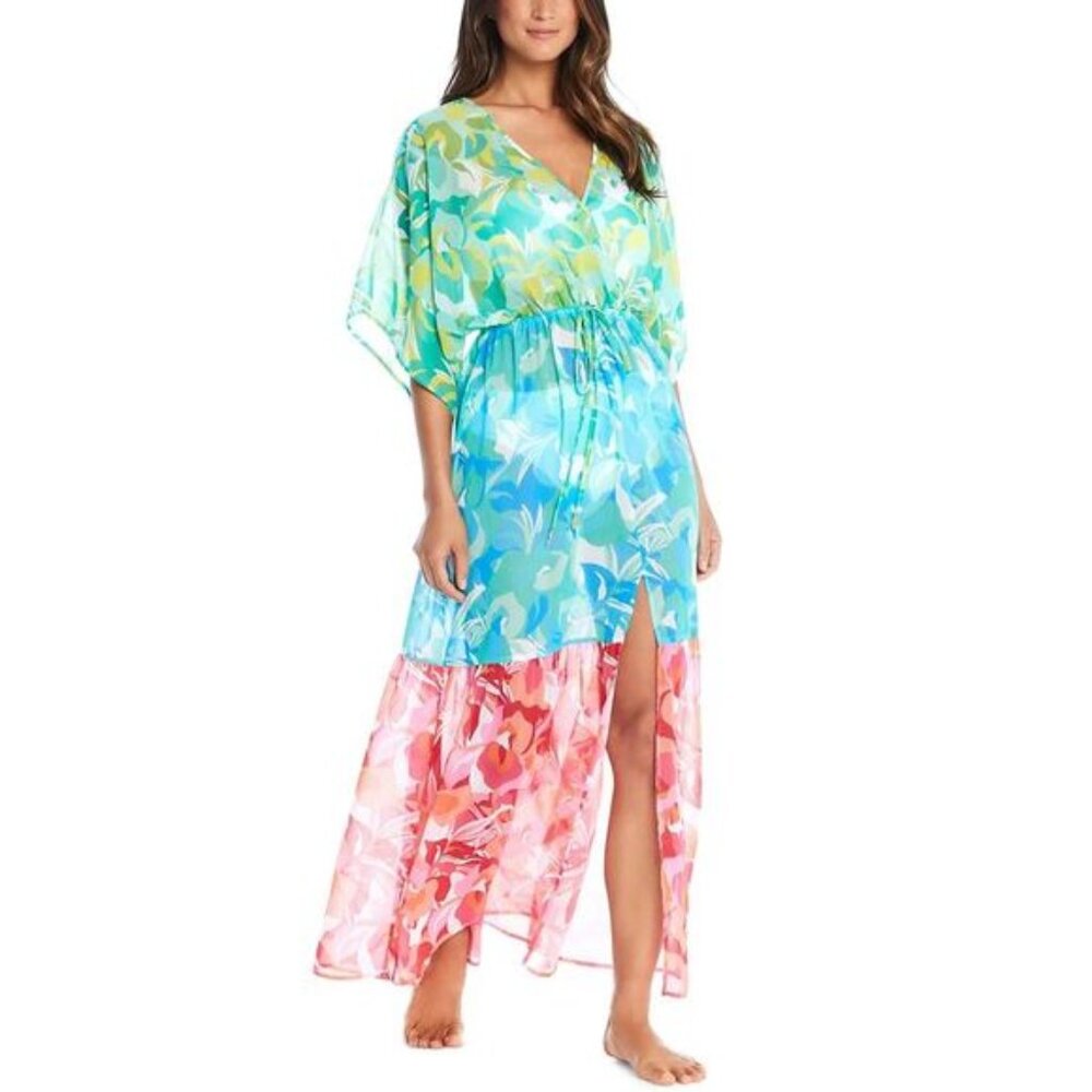 Bleu Rod Beattie Womens Summer Escapes Chiffon Cover-Up Dress Small Multi - NWT